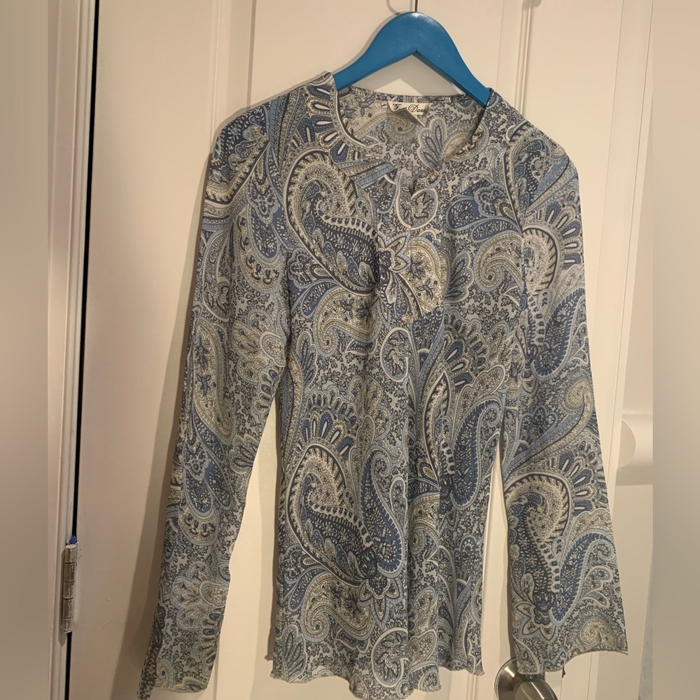 Paisley blue georgette shirt blouse